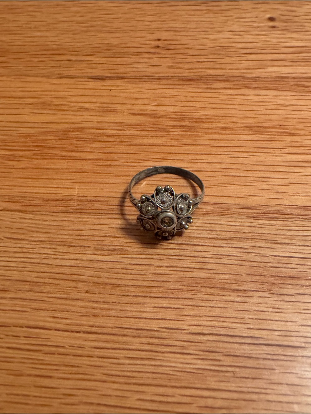 Vintage Silver Floral Cluster Ring - Silver